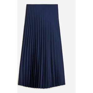 NWT J. Crew Pleated Pull On Midi Skirt S 4 6 Navy Blue J.Crew Women's
